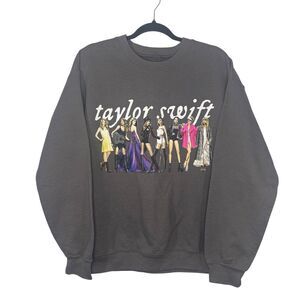 Taylor Swift Eras Crewneck Solid Sweatshirt Gray Women's Medium